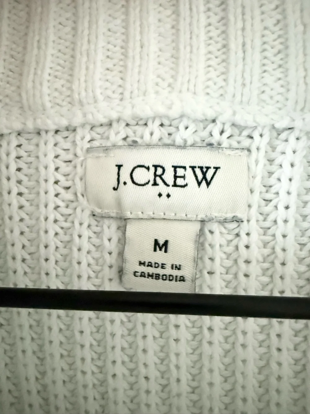 J. Crew Knit Cotton Sweater With Button Neck in White & Navy Stripe Size M